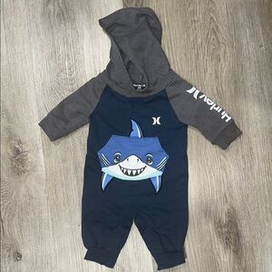 Hurley Kids Shark Graphic Footie - Blue and Gray